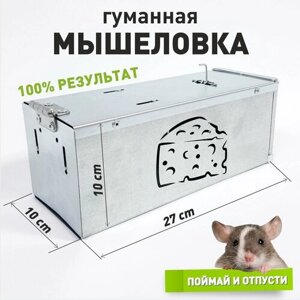 Мышеловка/крысоловка гуманная с рисунком "Сыр", из металла