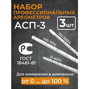 Набор ареометров АСП-3, 0-40%40-70%70-100%с пластиковым футляром
