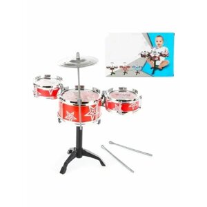 Набор барабанов Jazz DRUM для детей / Детская ударная установка Jazz Drum, 3 барабанов, тарелка, палочки