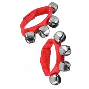 Набор браслетов DEKKO N4B RD с 4 бубенцами на руку или лодыжку, 2 шт в комплекте, текстиль, металл, цвет - красный