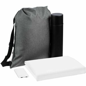Набор Campani, белый, рюкзак: 34,5х48 см, термос - нержавеющая сталь, пластик; аккумулятор - пластик, покрытие софт-тач; дождевик - полиэстер 100%п