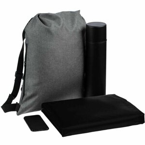 Набор Campani, черный, рюкзак: 34,5х48 см, термос - нержавеющая сталь; пластик; аккумулятор - пластик, покрытие софт-тач; дождевик - полиэстер 100%