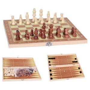 Набор Деревянный 3 в 1. Шахматы, шашки, нарды - 33x33