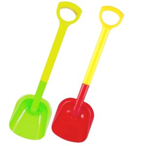 Набор детских лопат, с пластиковой ручкой, для снега и песка, красная и зеленая, размер лопаты - 18 х 9 х 66 см.