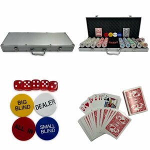 Набор для игры в покер на 500 фишек в алюминиевом чемодане