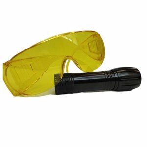 Набор для обнаружения утечек в системах кондиционирования Errecom UV-лампа Mini Bright Torch, питание 3 батарейки ААА, очки (RK1230)