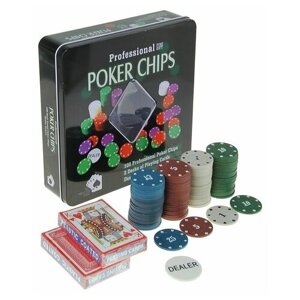Набор для покера Sima Land (карты 2 колоды, фишки 100 шт. с номиналом, 20 х 20 см