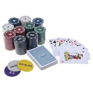 Набор для покера Sima Land (карты 2 колоды микс, фишки 200 шт. с номиналом, 60 х 90 см