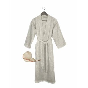 Набор для сауны подарочный Linen Steam Naturel Premium DUO, женский, лён 100%чалма, халат
