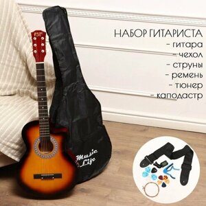 Набор гитариста Music Life ML-60A SB: гитара, чехол, струны, ремень, каподастр, тюнер