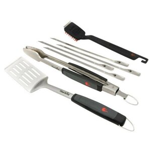 Набор инструментов для гриля Char Broil Deluxe - лопатка, щипцы, щетка и 4 шампура.