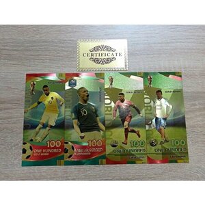Набор из 4 сувенирных банкнот Легенды мирового футбола Месси, Неймар, Мбаппе, Роналду UNC