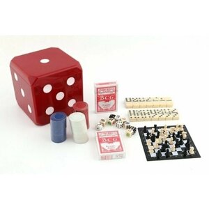 Набор из 6 настольных игр Luxury Gift домино, криббедж, покер, шахматы, нарды, шашки