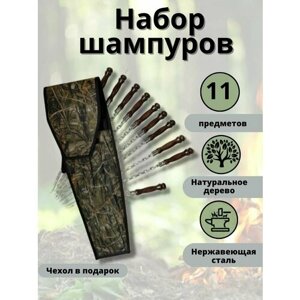 Набор из шампуров с деревянной ручкой 9 шампуров нож и чехол