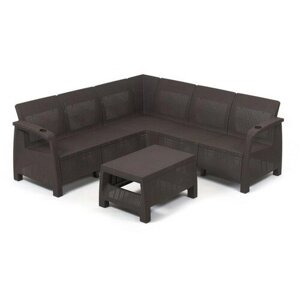 Набор мебели: диван угловой + стол, шоколад 9176874 (3места) .