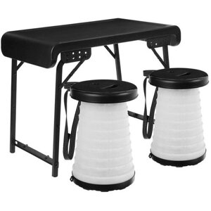Набор мебели, складной (стол, 2 табурета световые), цвет черно-белый 9447148