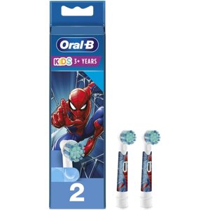Набор насадок Oral-B Kids Человек-Паук для ирригатора и электрической щетки, белый/синий, 2 шт.