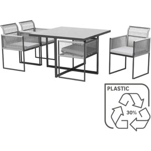 Набор обеденной мебели Summer day сталь/пластик темно-серый: стол и 4 стула. Спинки стульев складываются, так что стул можно задвинуть под стол