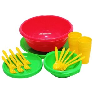 Набор пластиковой посуды для пикника "Вечеринка" 32 предмета на 6 персон