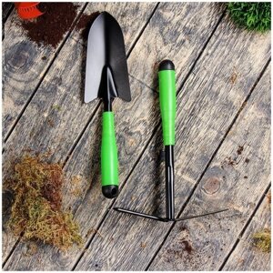 Набор садового инструмента, 2 предмета: мотыжка, совок, длина 35 см, пластиковые ручки (1 шт.)