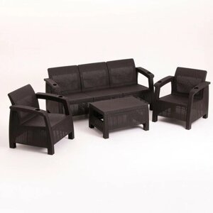 Набор садовой мебели: диван трехместный, 2 кресла, стол, цвет мокко 9539554