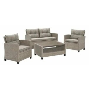 Набор садовой мебели Garda Premium beige / Комплект мебели для сада: два кресла, двухместный диван и столик / Садовая мебель искусственный ротанг, бежевый
