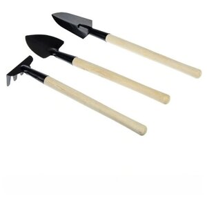 Набор садовых инструментов, 3 предмета: грабли, 2 лопатки, длина 24 см