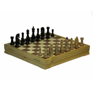 Набор шахматы+шашки стандартные деревянные 43х43 см