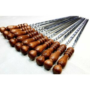 Набор шампуров / Набор шампуров с деревянной ручкой / 10 штук по 60 см