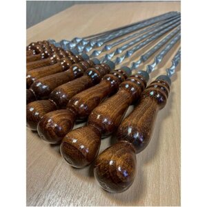 Набор шампуров с деревянной ручкой 45 см, 8 предметов / Шашлычный набор 8 шт. Набор для мангала / Набор для шашлыка