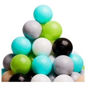 Набор шаров 150 шт, цвета: бирюзовый, серый, белый, чёрный, салатовый, бежевый, диаметр 7,5 см Соломон Россия