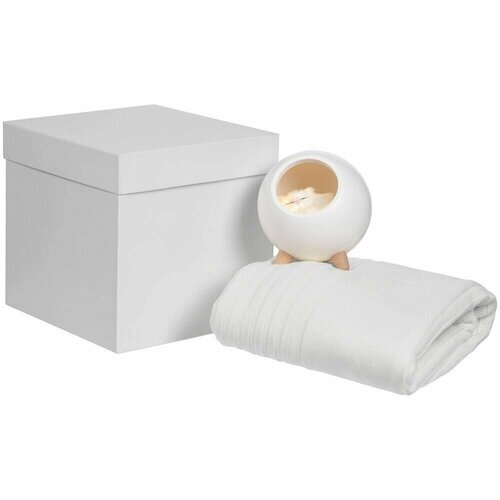 Набор Sleep Sugar, белый, коробка: 24х24х23,5 см, лампа-колонка - пластик; плед - акрил