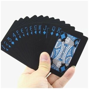 Набор стильных водонепроницаемых пластиковых игральных карт для покера и пр, черный