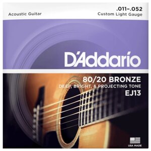 Набор струн D'Addario Custom Light Set EJ13 80/20 Bronze, 1 уп.