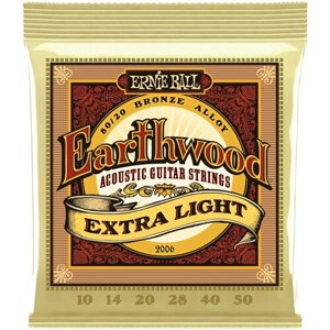 Набор струн для акустической гитары - Ernie Ball P02006 Earthwood Extra Light Бронза 10-50
