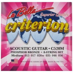 Набор струн для акустической гитары - La Bella C520M Criterion, Medium, 013 - 056