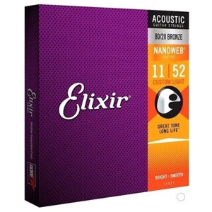 Набор струн Elixir 11027 Nanoweb ANTI-RUST Custom Light, 1 уп.