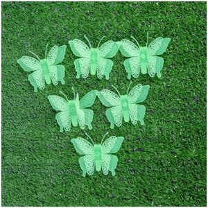Набор светящегося декора "Бабочки" 6 шт, зелёный, 7 x 5,5 х 5 см (1 шт.)
