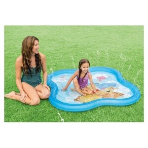 Надувной бассейн для плавания 140x140x10 см - детский бассейн с фонтаном