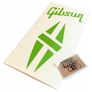 Наклейка виниловая на голову грифа гитары "Ромб Gibson", светло-зеленая