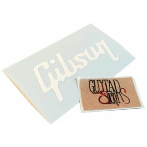 Наклейка виниловая на гриф гитары "Gibson", белая