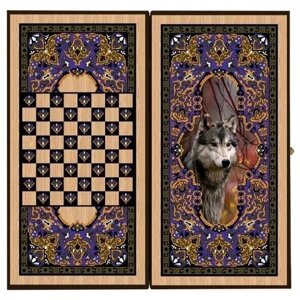 Нарды "Одинокий волк", деревянная доска 50 x 50 см, с полем для игры в шашки