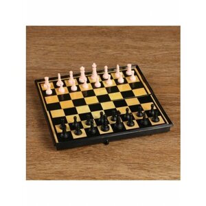 Настольная игра 3 в 1 "Атели"шашки, шахматы, нарды доска пластик 19х19 см