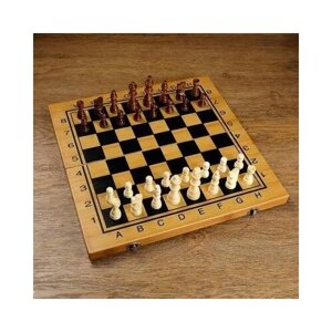Настольная игра 3 в 1 "Король"нарды, шахматы, шашки, доска и фигуры дерево 39х39 см 2566621 .