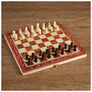 Настольная игра 3 в 1 'Монтел'нарды, шашки, шахматы, 24 х 24 см