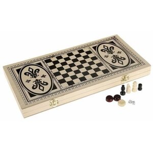 Настольная игра 3 в 1: шашки, шахматы, нарды, доска с узором 48х48 см