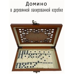 Настольная игра Домино классическое в деревянном футляре. Подарочный деревянный набор Домино