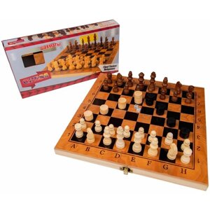 Настольная игра Набор 3 в 1, Шахматы шашки нарды обиходные деревянные для детей и взрослых, 40х40см