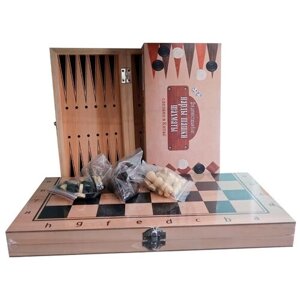 Настольная игра - Нарды, шашки, шахматы, 3 в 1 дерево. арт. AN02591/РК