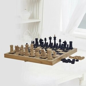 Настольная игра Шахматы шашки 2 в 1 гроссмейстерские лакированные с подложкой